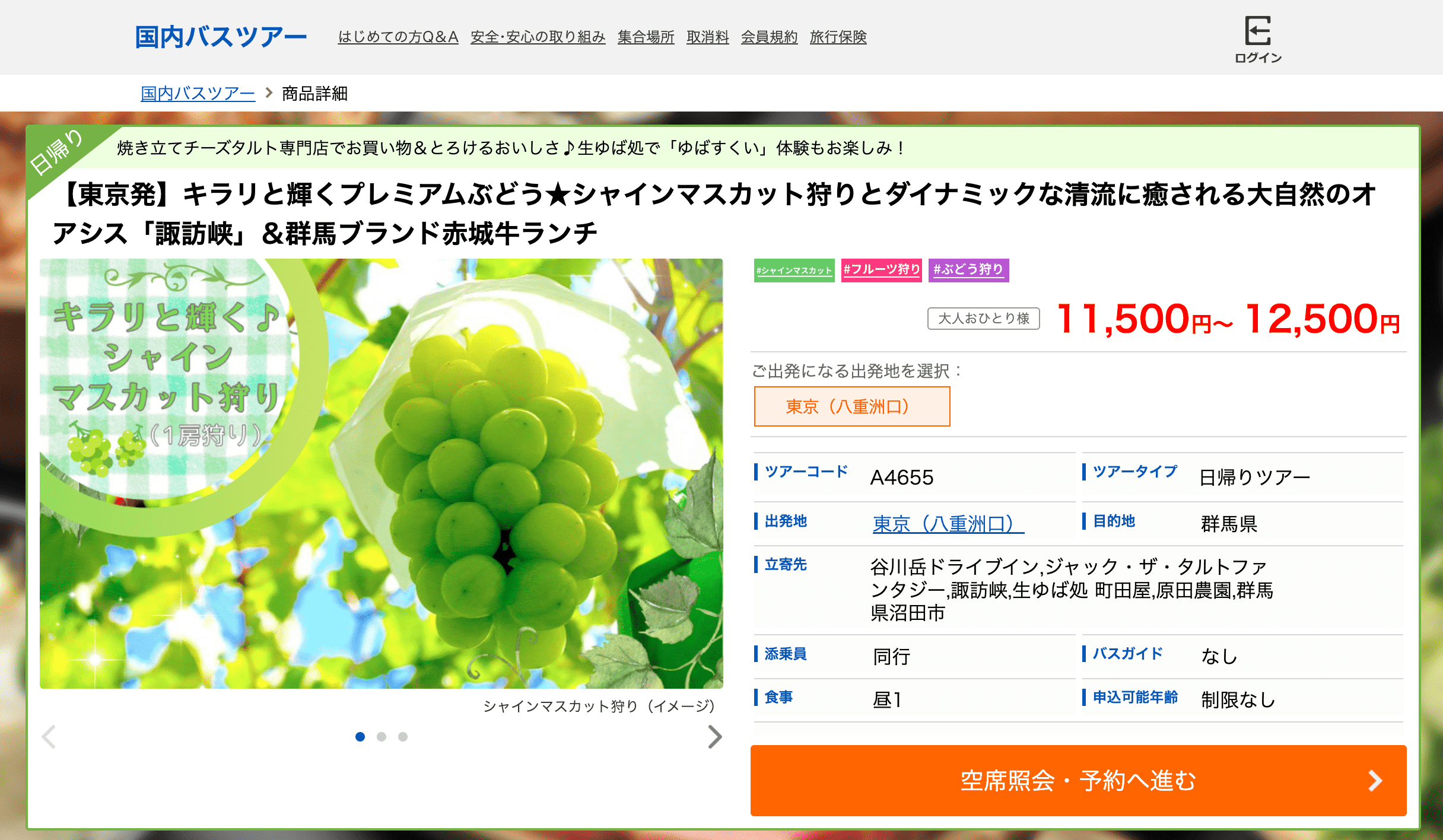 日本大巴旅行体验 跟团一日游 HIS 群马「诹访峡」 日本大巴旅行体验 跟团一日游 HIS 群马「诹访峡」